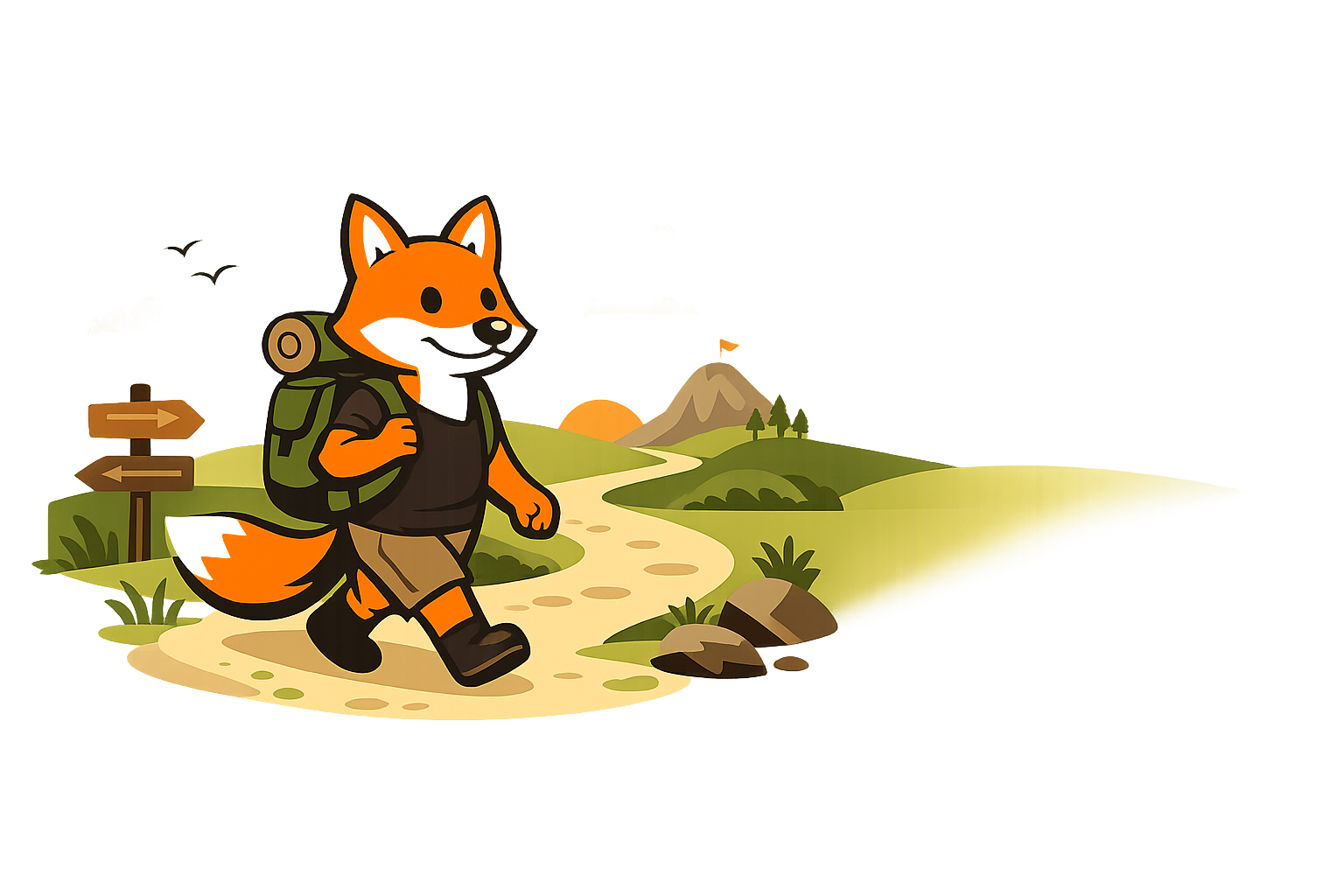 WildFox caminando con mochila por un sendero